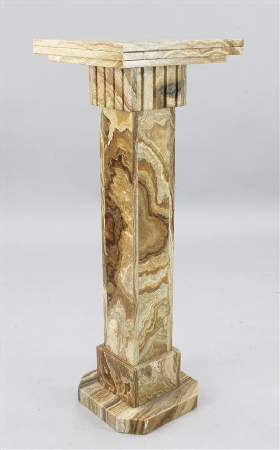 A 1930s exotic marble pedestal, W.1ft 4in. H.3ft 8in.
